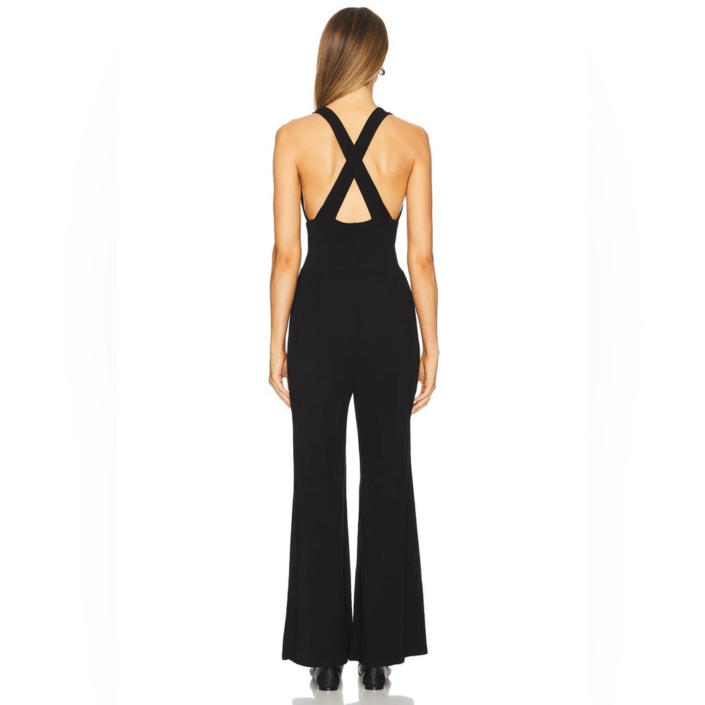 Bobi Black Revolve Black Modal Cotton Cross Back Wide Leg Jumpsuit Size S - Picture 3 of 11